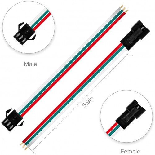 20 Pairs Jst Sm 3 Pin Connectors For Ws2812b Ws2811 Ws2812 Ws2814 Sk6812 Focb Cct Led Strip